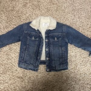 Zara Kids Dark Blue Denim Jacket with Cream Fleece